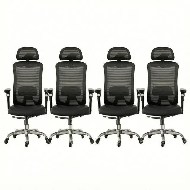 Main image of Ergonomic Office Chair with 6D Armrest, Seat Depth Adjustment, Lumbar Support, Quiet Rubber Caster, High Back Mesh Gaming Chair with 3D Headrest, Big and Tall Chair for Home Office, Pack of 4