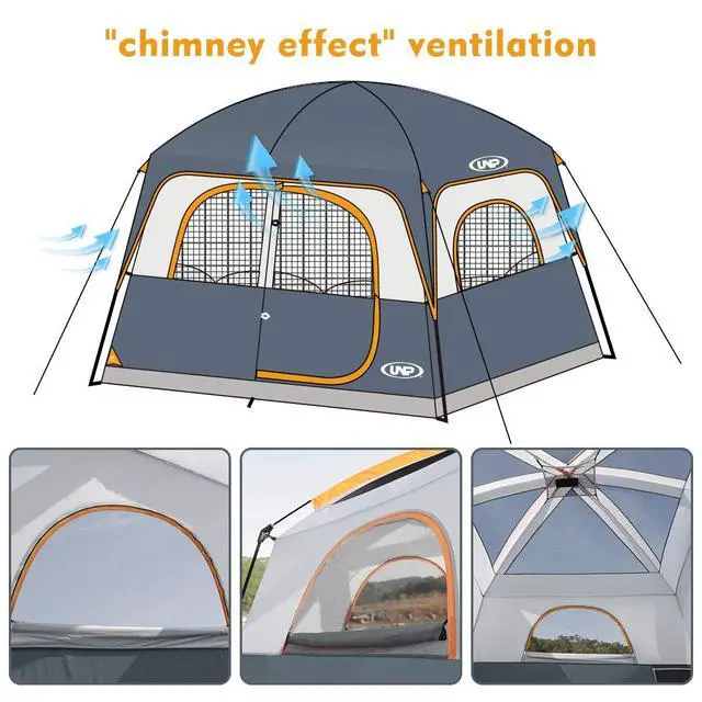 Alt view image 3 of 7 - Tents 6 Person Waterproof Windproof Easy Setup,Double Layer Family Camping Tent with 1 Mesh Door & 5 Large Mesh Windows -10'X9'X78in(H)