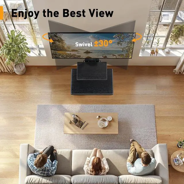 Alt view image 5 of 7 - Floor TV Stand with Mount for 32-86" TVs up to 132 lbs, Tall TV Stand with Pegboard and 6 Height Settings, TV Swivel Stand with Wooden Base, Max VESA 600x400mm PGFS13