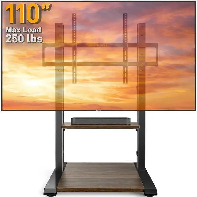 Main image of Floor TV Stand for 50110 TVs with Power Strip, Holds Up to 250 lbs, Universal Standing TV Mount with Adjustable Shelf & Feet, Max VESA 800x600mm, Tall TV Stand for Living Room, PGFS20B