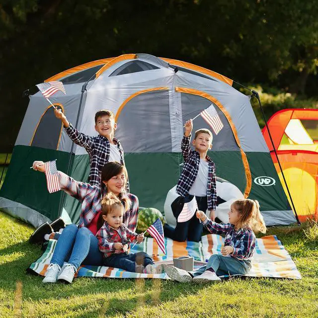 Alt view image 6 of 6 - Tents 6 Person Waterproof Windproof Easy Setup,Double Layer Family Camping Tent with 1 Mesh Door & 5 Large Mesh Windows -10'X9'X78in(H)