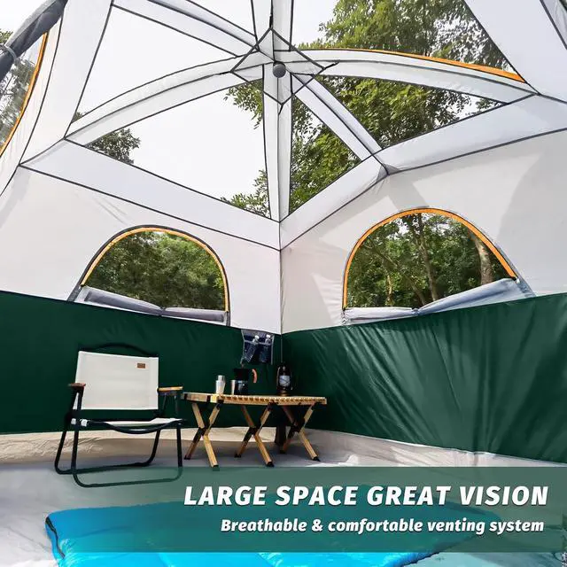 Alt view image 4 of 6 - Tents 6 Person Waterproof Windproof Easy Setup,Double Layer Family Camping Tent with 1 Mesh Door & 5 Large Mesh Windows -10'X9'X78in(H)