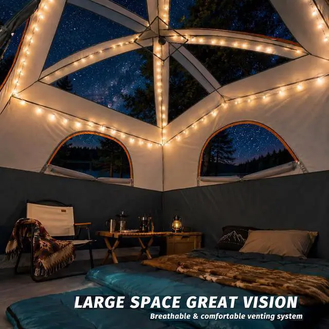 Alt view image 5 of 7 - Tents 6 Person Waterproof Windproof Easy Setup,Double Layer Family Camping Tent with 1 Mesh Door & 5 Large Mesh Windows -10'X9'X78in(H)