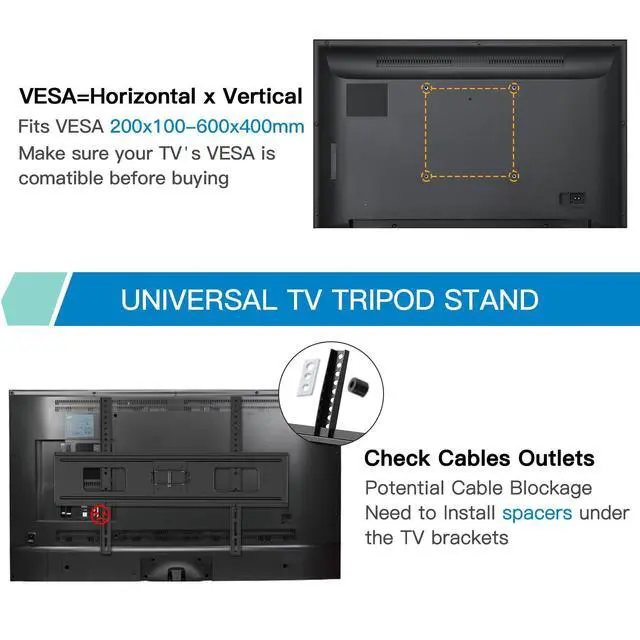 Alt view image 6 of 7 - TV Tripod Stand with ±20° Tilt and 360° Swivel,Portable TV Stand for 37-85 Inch LED LCD OLED Flat Screen TVs,Height Adjustable Outdoor TV Stand with VESA 600x400mm up to 110 lbs PSTM2
