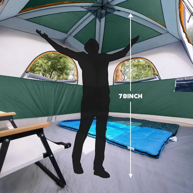 Alt view image 3 of 6 - Tents 6 Person Waterproof Windproof Easy Setup,Double Layer Family Camping Tent with 1 Mesh Door & 5 Large Mesh Windows -10'X9'X78in(H)