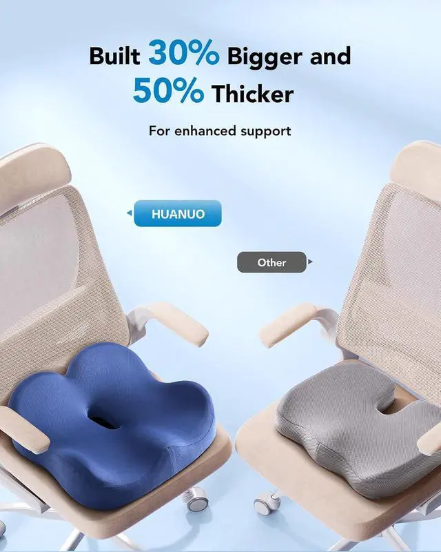 Alt view image 3 of 7 - Ergonomic Seat Cushion, Memory Foam Cooling Gel Office Chair Cushion for Hip Support, Tailbone Pressure Relief, Breathable Car Seat Cushion for Home, Work, Driving