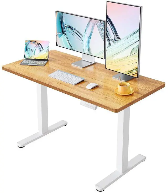 Main image of Electric Standing Desk,44" x 24" Height Adjustable Desk, 4 Memory Height Settings, Sit to Stand Up Desk for Home Office, with Headphone Hook, Cable Manager, Light Vintage Brown