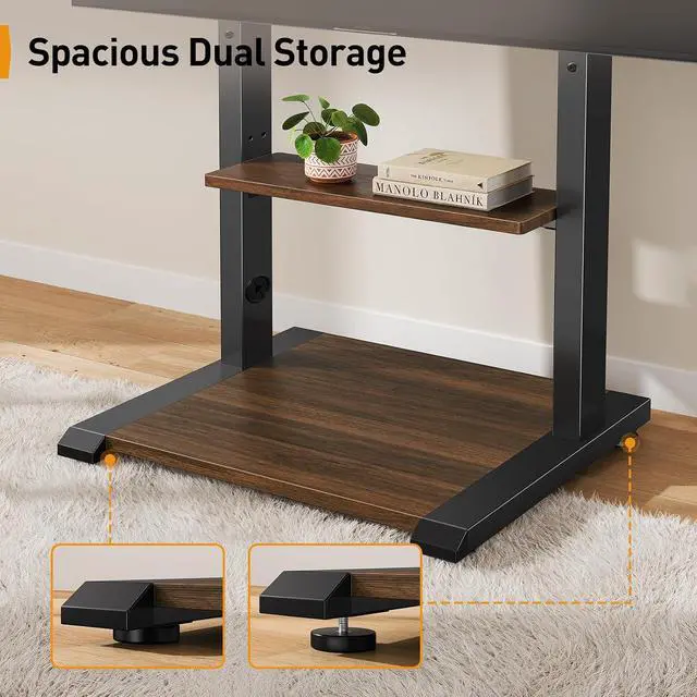 Alt view image 6 of 7 - Floor TV Stand for 50110 TVs with Power Strip, Holds Up to 250 lbs, Universal Standing TV Mount with Adjustable Shelf & Feet, Max VESA 800x600mm, Tall TV Stand for Living Room, PGFS20B