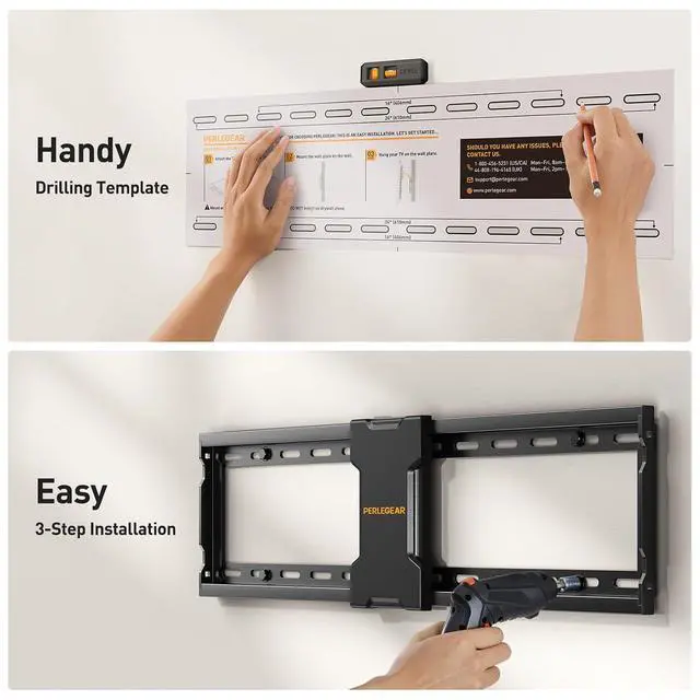 Alt view image 6 of 6 - Tilting TV Wall Mount for Most 37-82 inch TVs up to 132 lbs, Low Profile Tilt TV Mount Wall Bracket for Flat or Curved TVs, Fits 24/18/16 Studs, Max VESA 600x400mm, PGLT2