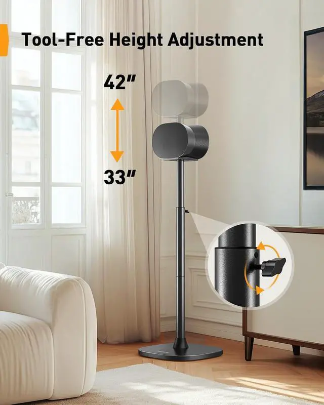 Alt view image 2 of 7 - Speaker Stand for Sonos Era 300, Adjustable Height 33-42, Sonos Era 300 Surround Sound Speaker Stand, Floor Speaker Stand Supports up to 13.2 lbs with Cable Management, Pair