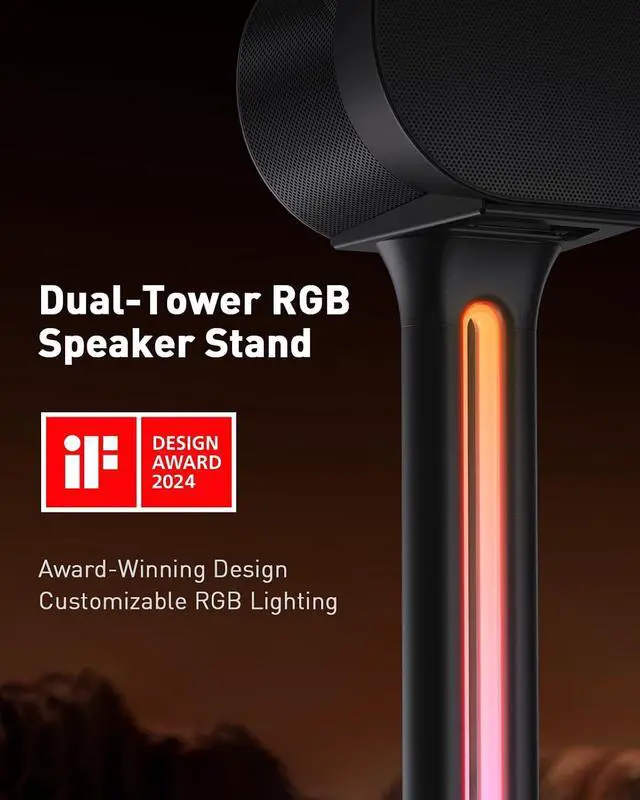 Alt view image 3 of 7 - Speaker Stands Pair Sonicbeam with RGB Lighting for Sonos Era 300, Era 100 & One SL, Universal Surround Sound Speaker Stand Holds to 22 lbs with Cable Management, App & Remote Control