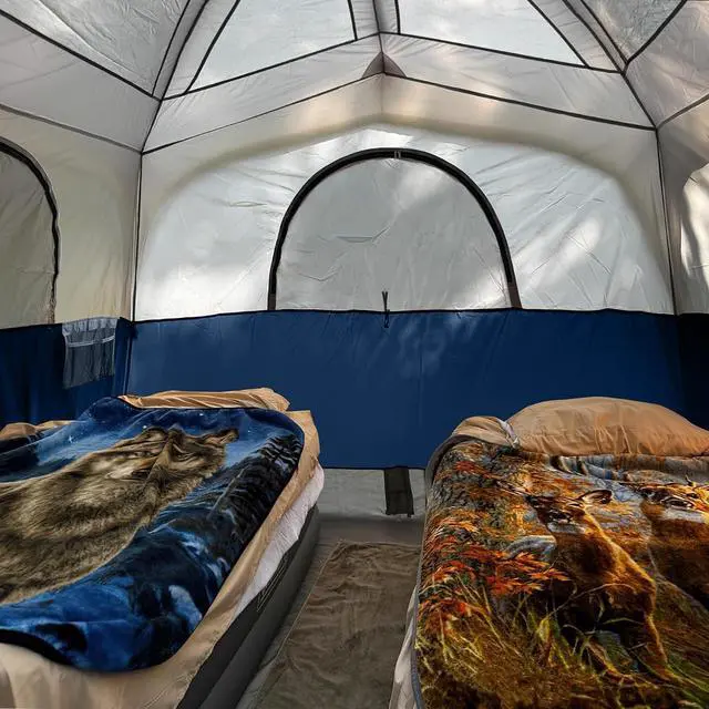 Alt view image 4 of 7 - Tents 6 Person Waterproof Windproof Easy Setup,Double Layer Family Camping Tent with 1 Mesh Door & 5 Large Mesh Windows -10'X9'X78in(H)