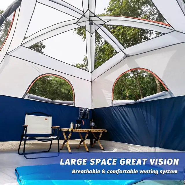 Alt view image 5 of 7 - Tents 6 Person Waterproof Windproof Easy Setup,Double Layer Family Camping Tent with 1 Mesh Door & 5 Large Mesh Windows -10'X9'X78in(H)