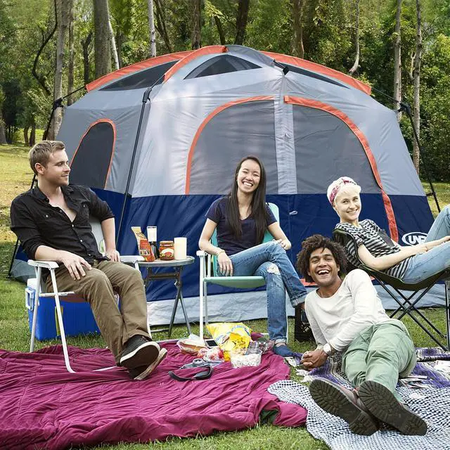 Alt view image 6 of 7 - Tents 6 Person Waterproof Windproof Easy Setup,Double Layer Family Camping Tent with 1 Mesh Door & 5 Large Mesh Windows -10'X9'X78in(H)