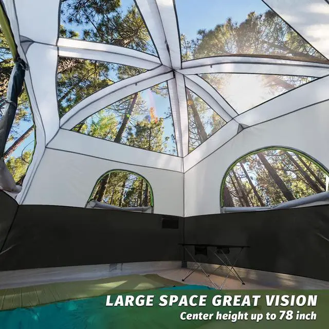Alt view image 3 of 7 - Tents 6 Person Waterproof Windproof Easy Setup,Double Layer Family Camping Tent with 1 Mesh Door & 5 Large Mesh Windows -10'X9'X78in(H)