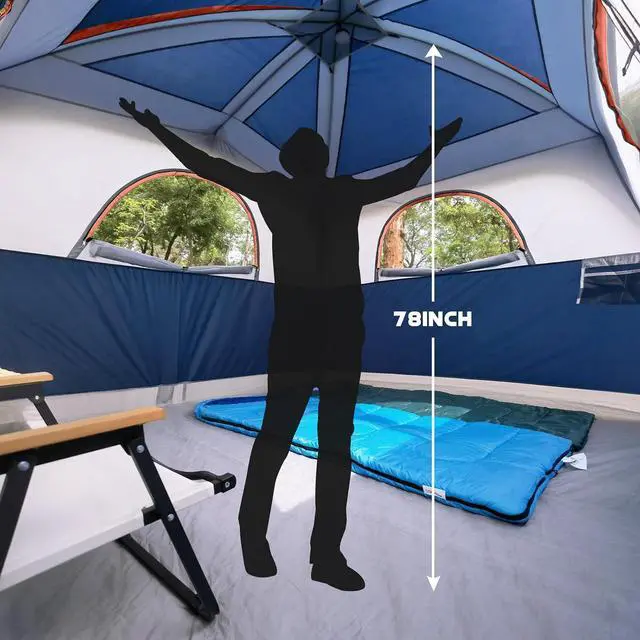 Alt view image 3 of 7 - Tents 6 Person Waterproof Windproof Easy Setup,Double Layer Family Camping Tent with 1 Mesh Door & 5 Large Mesh Windows -10'X9'X78in(H)