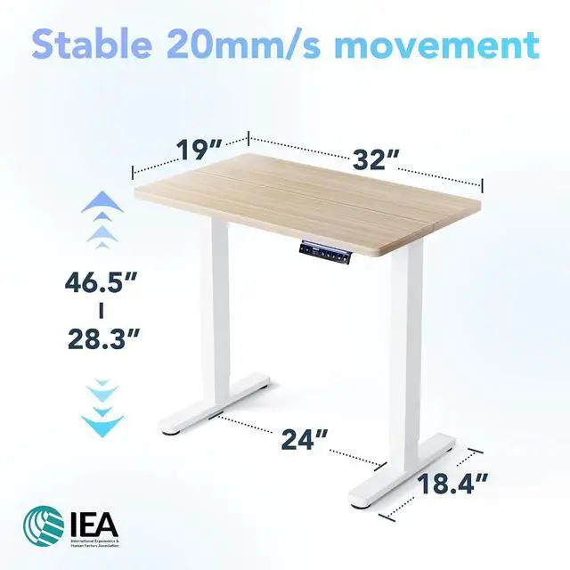 Alt view image 2 of 7 - AI-Powered Electric Standing Desk with Smart APP, Work with Alexa & Google, Adjustable Height, 6 Memory Settings, Sedentary Reminder, Ergonomic Sit-Stand Desk, 32-inch, Light Walnut