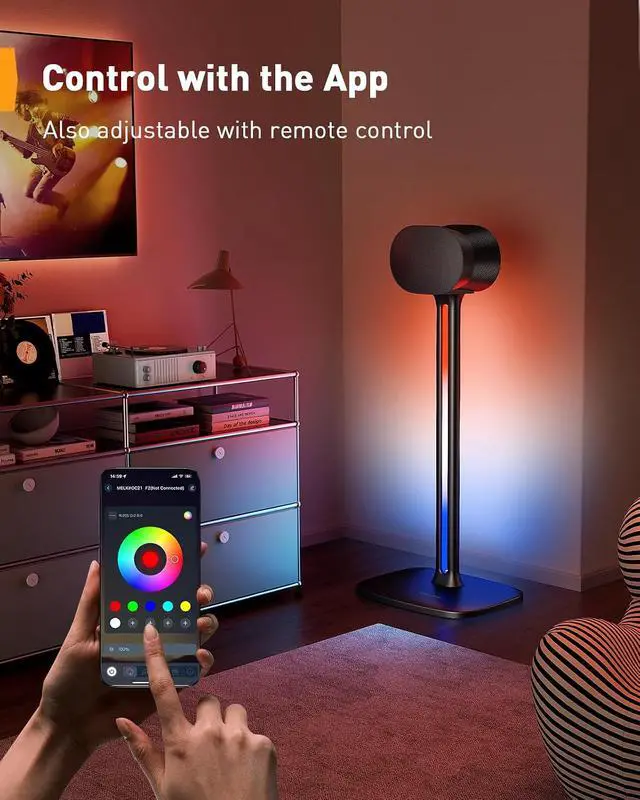 Alt view image 5 of 7 - Speaker Stands Pair Sonicbeam with RGB Lighting for Sonos Era 300, Era 100 & One SL, Universal Surround Sound Speaker Stand Holds to 22 lbs with Cable Management, App & Remote Control