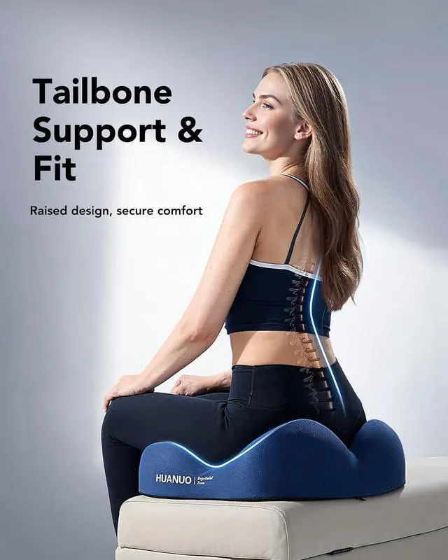 Alt view image 6 of 7 - Ergonomic Seat Cushion, Memory Foam Cooling Gel Office Chair Cushion for Hip Support, Tailbone Pressure Relief, Breathable Car Seat Cushion for Home, Work, Driving