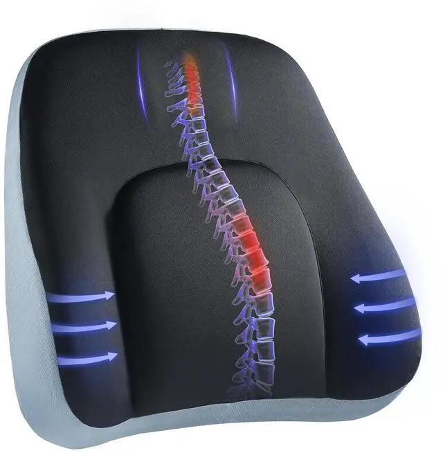 Main image of Lumbar Support Pillow for Office Chair, Car Back Support Pillow, Memory Foam Back Cushion with Double Adjustable Straps, Ergonomic Posture Corrector for Sitting Comfort
