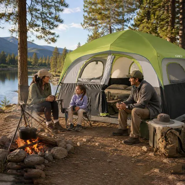 Alt view image 5 of 7 - Tents 6 Person Waterproof Windproof Easy Setup,Double Layer Family Camping Tent with 1 Mesh Door & 5 Large Mesh Windows -10'X9'X78in(H)
