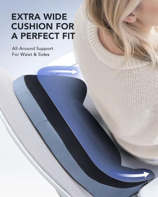 Alt view image 7 of 7 - Lumbar Support Pillow for Office Chair, Car Back Support Pillow, Memory Foam Back Cushion with Double Adjustable Straps, Ergonomic Posture Corrector for Sitting Comfort