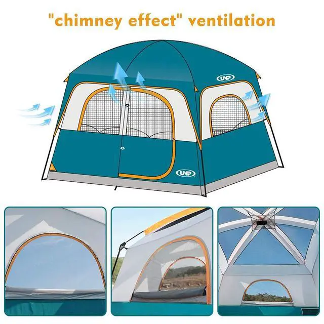 Alt view image 3 of 7 - Tents 6 Person Waterproof Windproof Easy Setup,Double Layer Family Camping Tent with 1 Mesh Door & 5 Large Mesh Windows -10'X9'X78in(H)