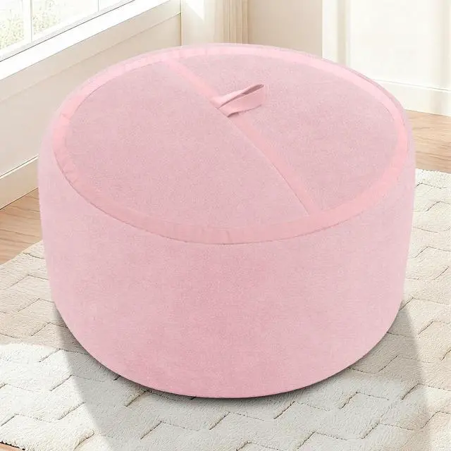 Alt view image 4 of 7 - 2FT Bean Bag Chair, Small BeanBag Chairs with Memory Foam Filled, Ultra-Soft Velvet Bean Bag Chair with Portable Handle, Comfy Bean Bag Sofa for Living Room, No Assembly - Pink