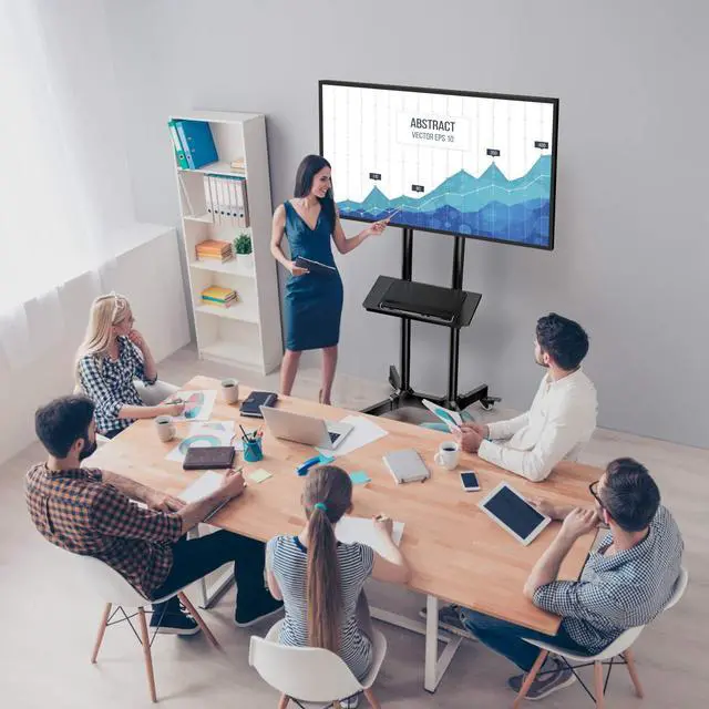 Alt view image 5 of 7 - Rolling TV Stand for 32-85 Inch TVs Holds up to 132 Lbs