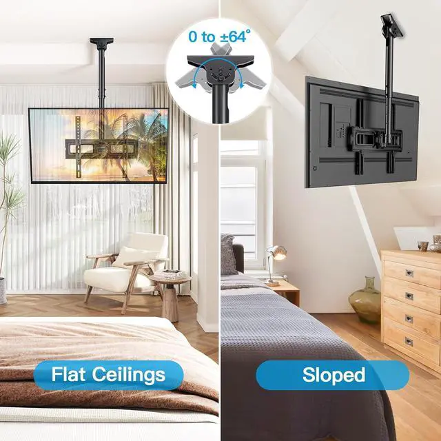 Alt view image 6 of 7 - Ceiling TV Mount for 26-65 inch Flat Screen Displays, Max VESA 400x400mm, Hanging Adjustable Ceiling TV Bracket Fits Most LCD LED OLED 4K TVs, Pole Ceiling Mount Holds up to 110lbs, PSCM2
