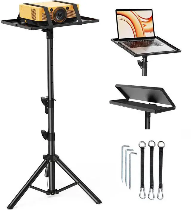 Main image of Projector Stand Tripod, 21" to 45" Height Adjustable Laptop Stand, Portable Tall Projector Stand 90°Tilt with Spikes for Outdoor Movies, Camping, Office, Home, Stage, or Studio, DJ Rack