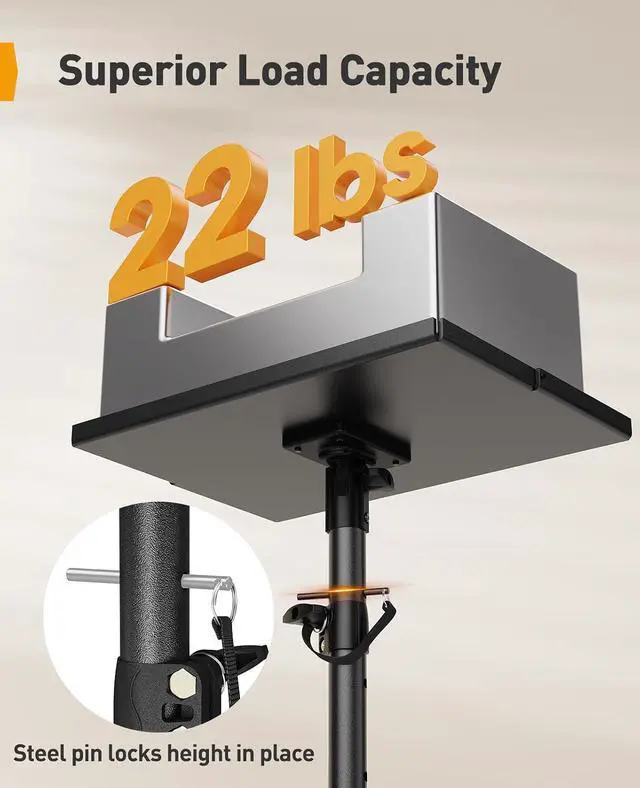 Alt view image 2 of 7 - Projector Stand Tripod, 21" to 45" Height Adjustable Laptop Stand, Portable Tall Projector Stand 90°Tilt with Spikes for Outdoor Movies, Camping, Office, Home, Stage, or Studio, DJ Rack