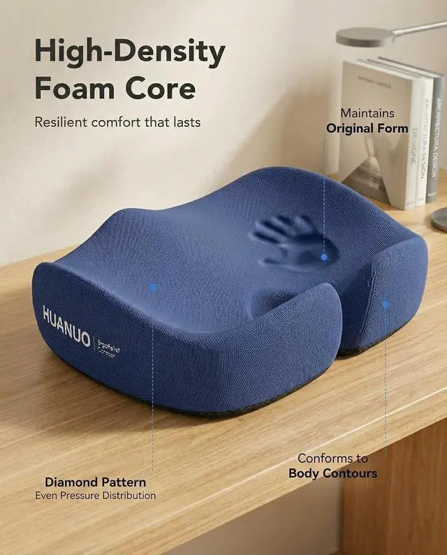 Alt view image 4 of 7 - Ergonomic Seat Cushion for Office Chair, Extra Large Car Seat Cushion, Tailbone and Back Support, Cooling Gel Enhanced, 4-Zone Pressure Relief Chair Cushions for Office, Car, Wheelchair