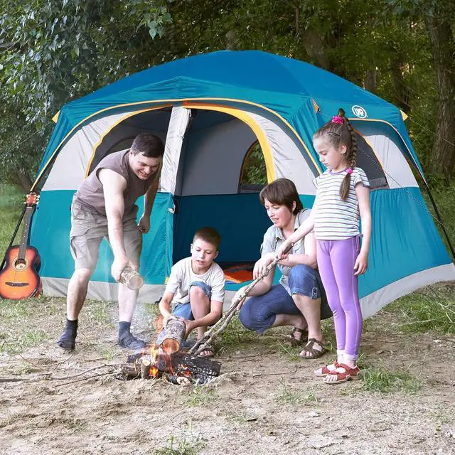 Alt view image 7 of 7 - Tents 6 Person Waterproof Windproof Easy Setup,Double Layer Family Camping Tent with 1 Mesh Door & 5 Large Mesh Windows -10'X9'X78in(H)
