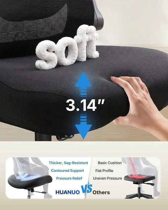 Alt view image 5 of 7 - Ergonomic Office Chair, High Back Computer Desk Chair with Adjustable Lumbar Support and Headrest, Comfy Gaming Chair with 3D Armrests, Home Office Rolling Chair, Max Load 300 lbs