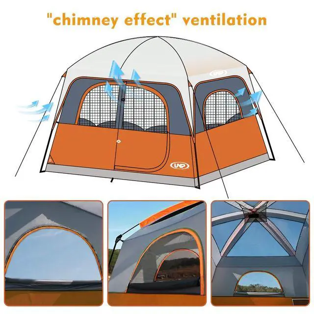 Alt view image 3 of 7 - Tents 6 Person Waterproof Windproof Easy Setup,Double Layer Family Camping Tent with 1 Mesh Door & 5 Large Mesh Windows -10'X9'X78in(H)