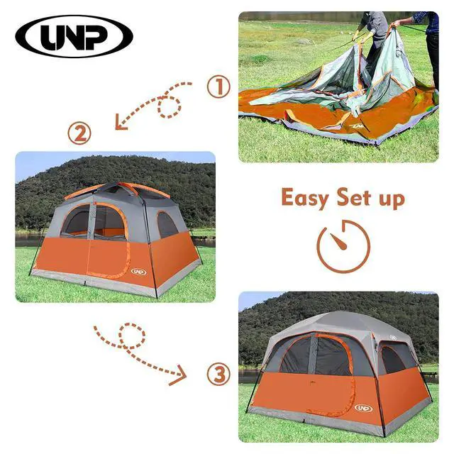 Alt view image 4 of 7 - Tents 6 Person Waterproof Windproof Easy Setup,Double Layer Family Camping Tent with 1 Mesh Door & 5 Large Mesh Windows -10'X9'X78in(H)