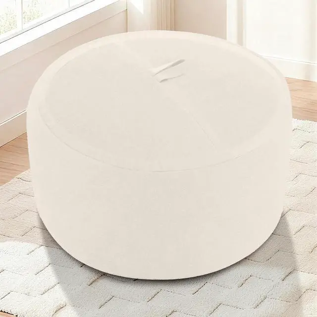 Alt view image 4 of 7 - 2FT Bean Bag Chair, Small BeanBag Chairs with Memory Foam Filled, Ultra-Soft Velvet Bean Bag Chair with Portable Handle, Comfy Bean Bag Sofa for Living Room, No Assembly - Whtie