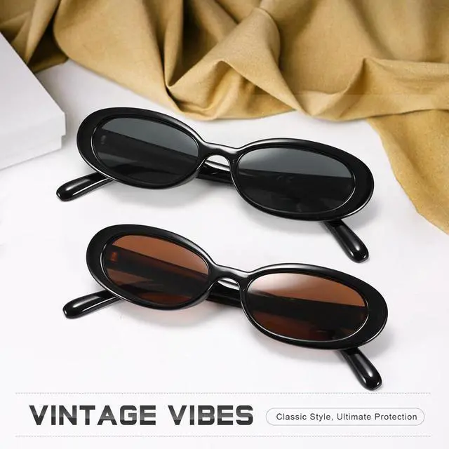 Alt view image 6 of 6 - Sunglasses Womens Retro Oval Sunglasses for Women Men Fashion Small Oval Sun Glasses 90s Vintage Driving Shades