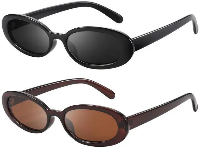 Main image of Sunglasses Womens Retro Oval Sunglasses for Women Men Fashion Small Oval Sun Glasses 90s Vintage Driving Shades