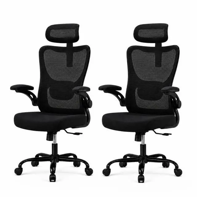 Main image of Ergonomic Office Chair, High Back Computer Desk Chair with Adjustable Lumbar Support and Headrest, Comfy Gaming Chair with 3D Armrests, Home Office Rolling Chair, Max Load 300 lbs, Pack of 2