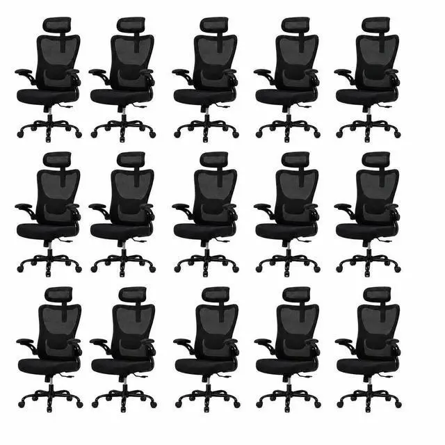 Main image of Ergonomic Office Chair, High Back Computer Desk Chair with Adjustable Lumbar Support and Headrest, Comfy Gaming Chair with 3D Armrests, Home Office Rolling Chair, Max Load 300 lbs, Pack of 15