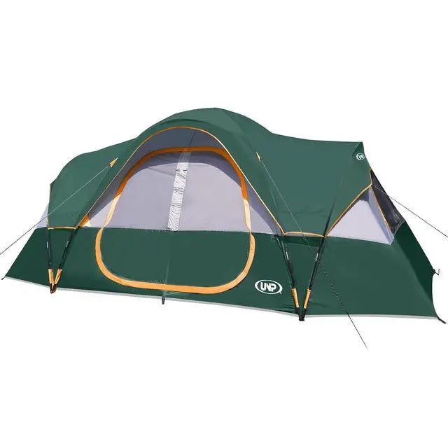 Alt view image 3 of 7 - Camping Tent 10-Person-Family Tents, Parties, Music Festival Tent, Big, Easy Up, 5 Large Mesh Windows, Double Layer, 2 Room, Waterproof, Weather Resistant, 18ft x 9ft x78in