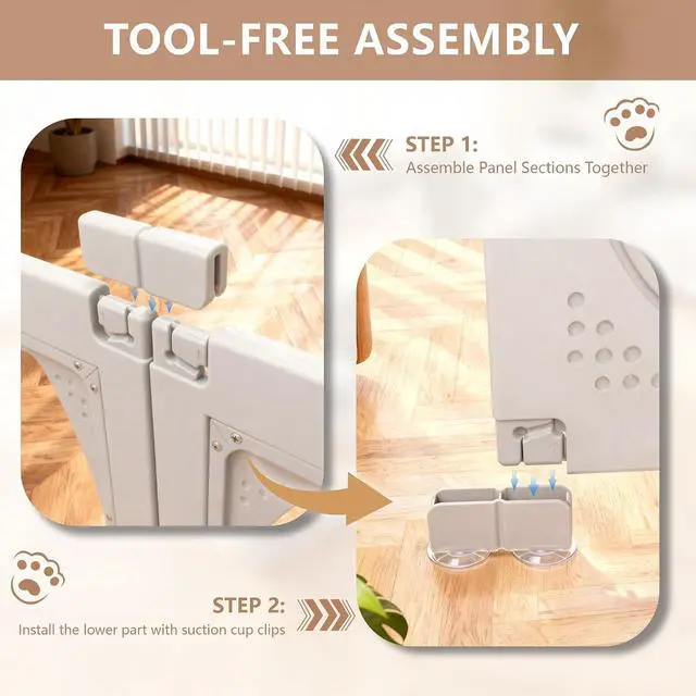 Alt view image 5 of 7 - Acrylic Dog Playpen for Indoor Use Clear Small Pet Play Pen for Puppies, Cats, Rabbits & Ferrets Easy Assemble, Durable & Portable Pet Enclosure (White, 24" H, 12 Panels)