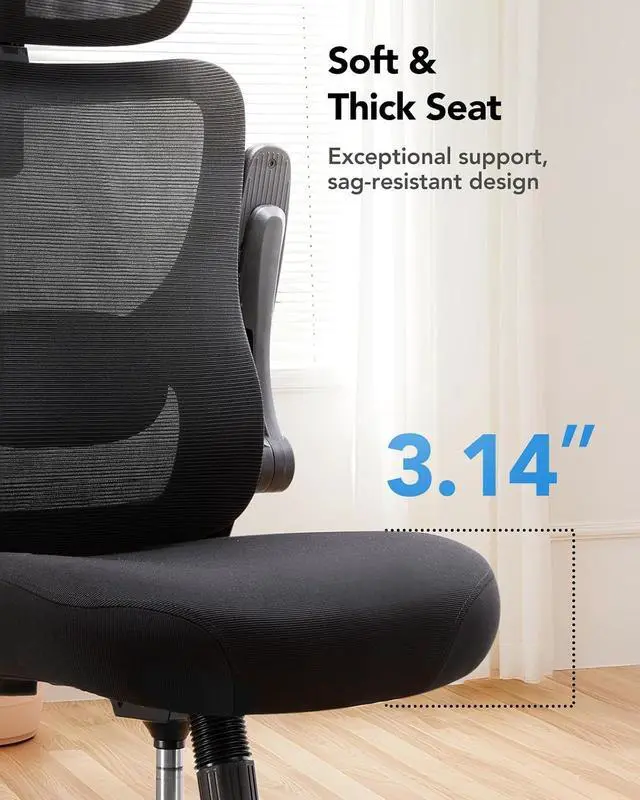 Alt view image 6 of 6 - Ergonomic Office Chair, High Back Computer Desk Chair with Adjustable Lumbar Support and Headrest, Comfy Gaming Chair with 3D Armrests, Home Office Rolling Chair, Max Load 300 lbs, Pack of 4