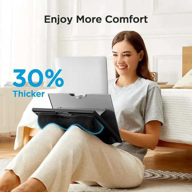 Alt view image 3 of 7 - Adjustable Lap Desk - with 8 Adjustable Angles & Dual Cushions Laptop Stand for Car Laptop Desk, Work Table, Lap Writing Board & Drawing Desk on Sofa or Bed, Grey