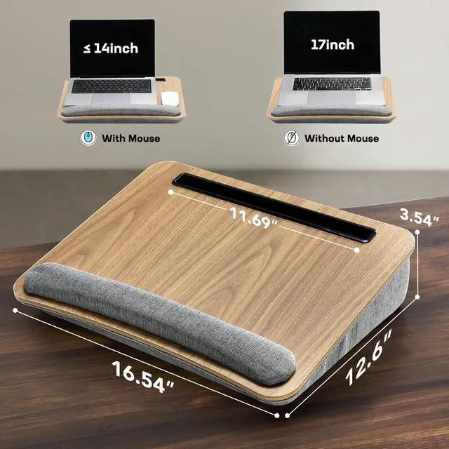 Alt view image 4 of 7 - Laptop Lap Desk - Portable Lap Desk with Pillow Cushion, Fits up to 15.6 inch Laptop, with Anti-Slip Strip & Storage Function for Home Office Students Use as Computer Laptop Stand, Book Tablet
