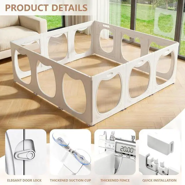 Alt view image 3 of 7 - Acrylic Dog Playpen for Indoor Use Clear Small Pet Play Pen for Puppies, Cats, Rabbits & Ferrets Easy Assemble, Durable & Portable Pet Enclosure (White, 24" H, 12 Panels)