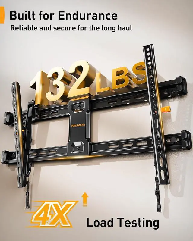 Alt view image 7 of 7 - Full Motion TV Wall Mount for Most 4284 inch Flat Curved TVs up to 132 lbs PGLF12, Tilting TV Wall Mount for 4290 Inch TVs with Leveling Adjustment up to 132 lbs PGLT9