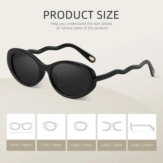 Alt view image 6 of 7 - Sunglasses Womens Retro Oval Sunglasses for Women 90s Vintage Lightweight UV400 Protection Trendy Shades
